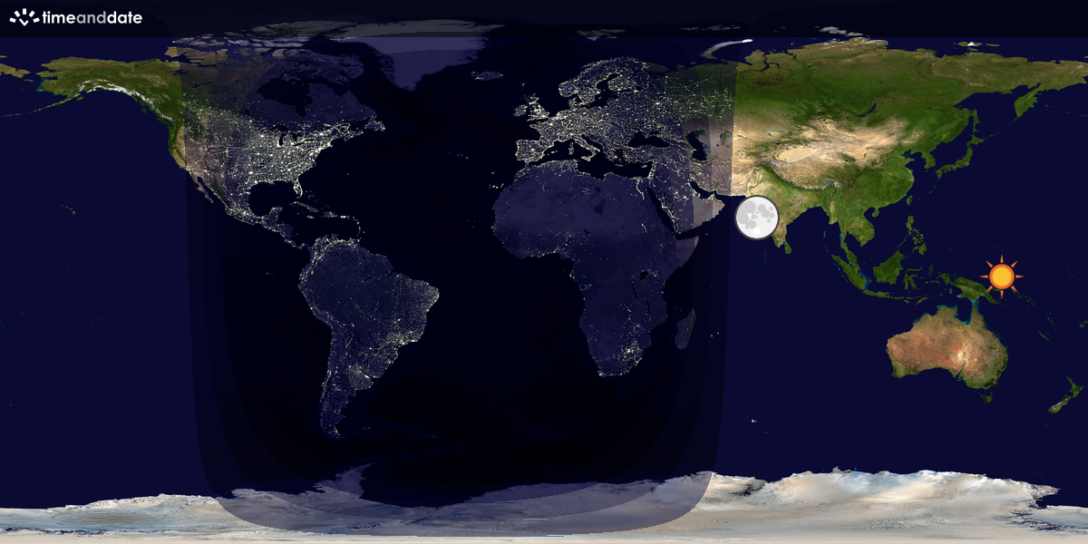 Verdenskart som viser dag og natt 