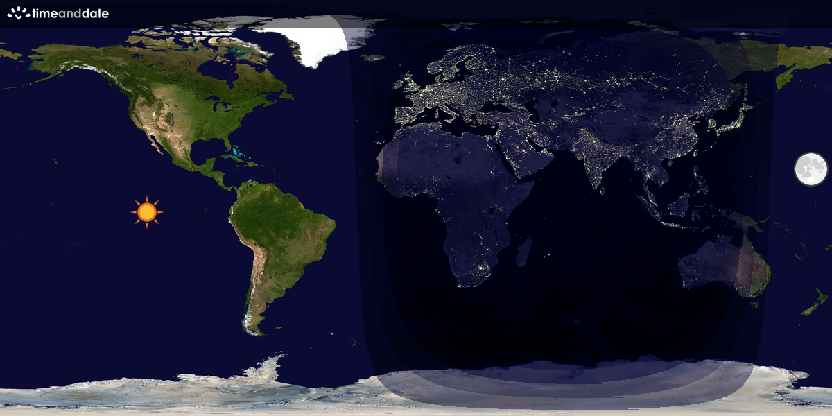 Verdenskart som viser dag og natt 