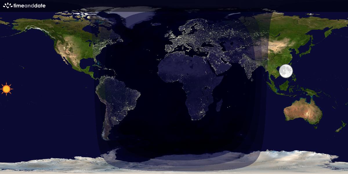 Verdenskart som viser dag og natt 