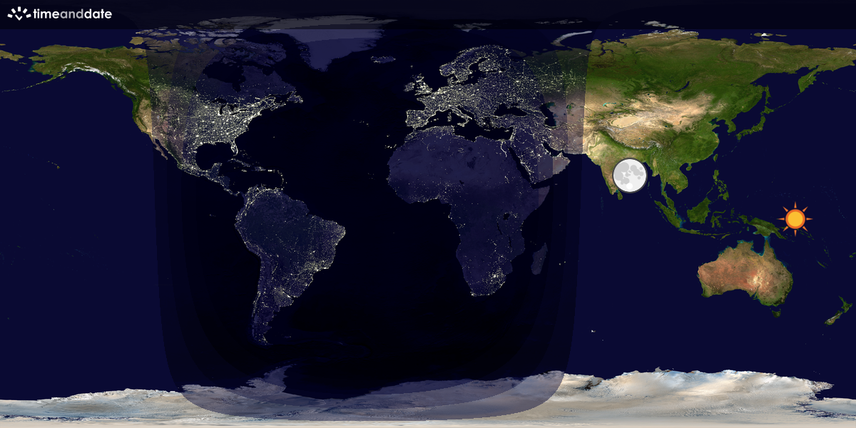 Verdenskart som viser dag og natt 