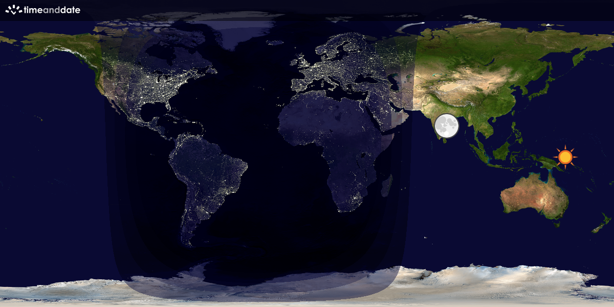 Verdenskart som viser dag og natt 