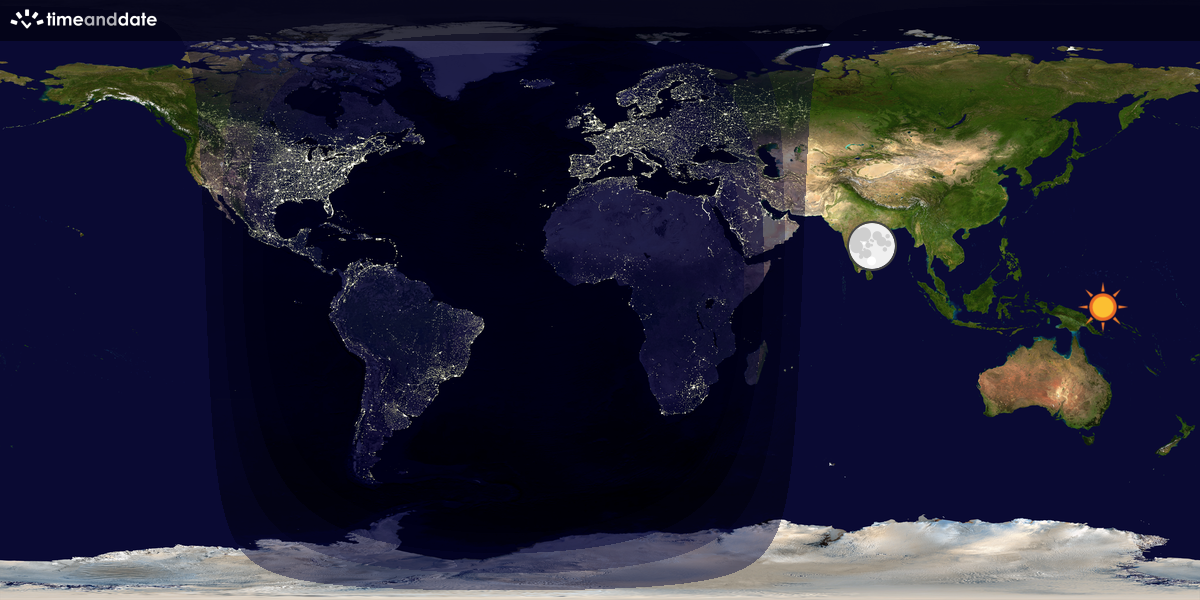 Verdenskart som viser dag og natt 