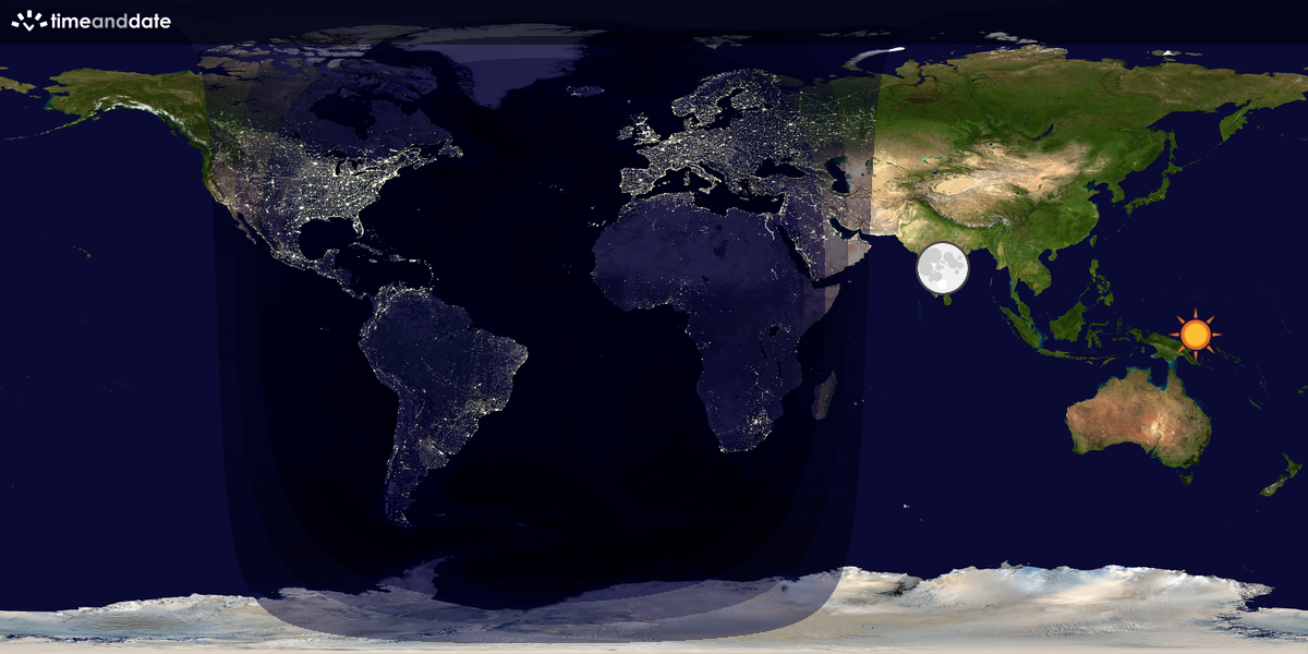 Verdenskart som viser dag og natt 
