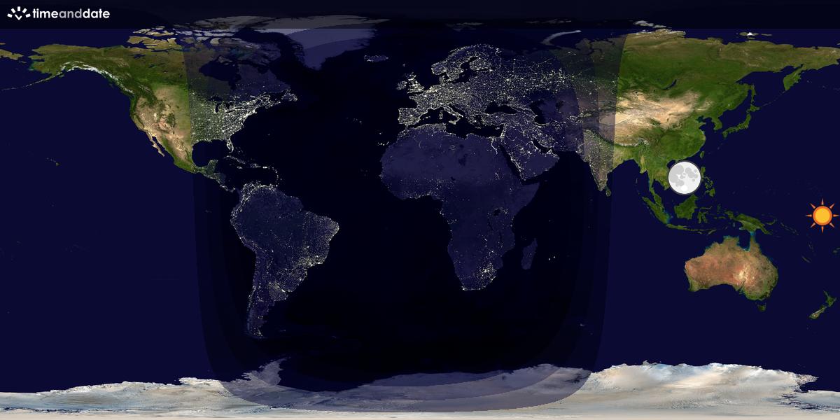 Verdenskart som viser dag og natt 