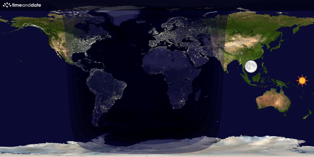 Verdenskart som viser dag og natt 