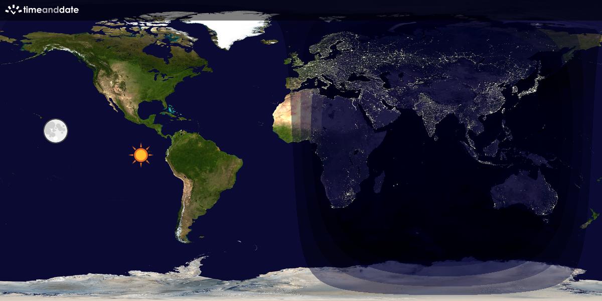 Verdenskart som viser dag og natt 