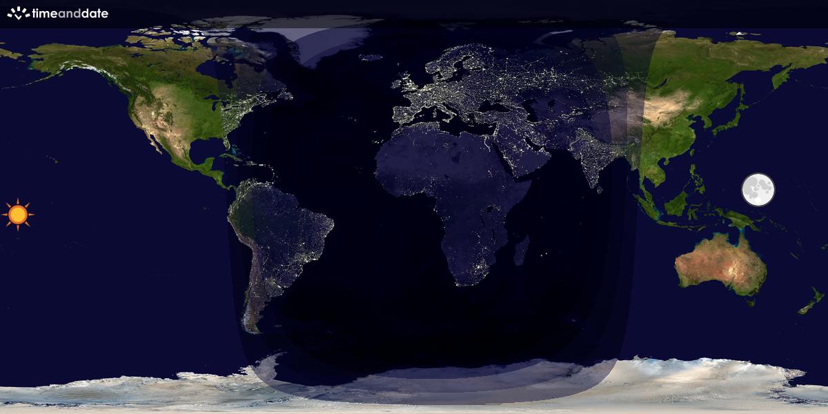 Verdenskart som viser dag og natt 