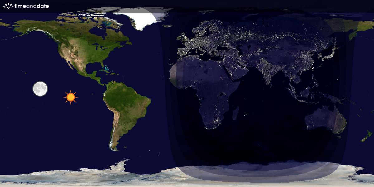 Verdenskart som viser dag og natt 