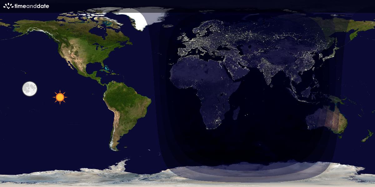 Verdenskart som viser dag og natt 