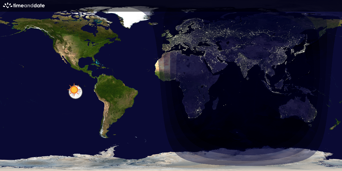 Verdenskart som viser dag og natt 