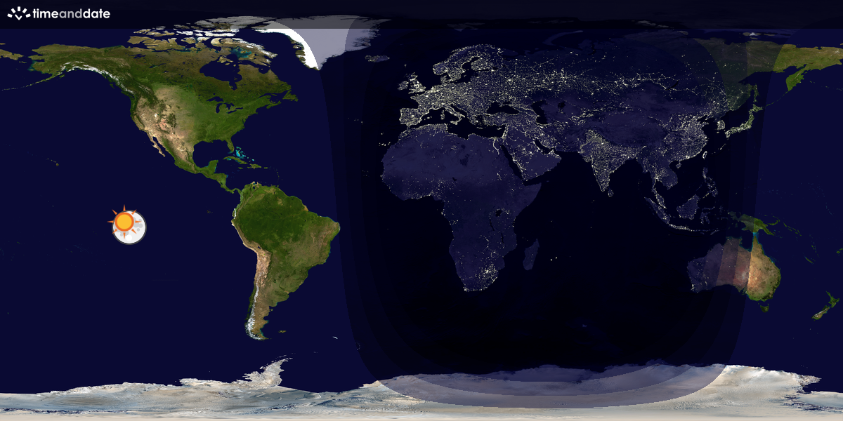 Verdenskart som viser dag og natt 