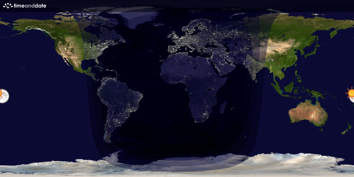 Verdenskart som viser dag og natt 