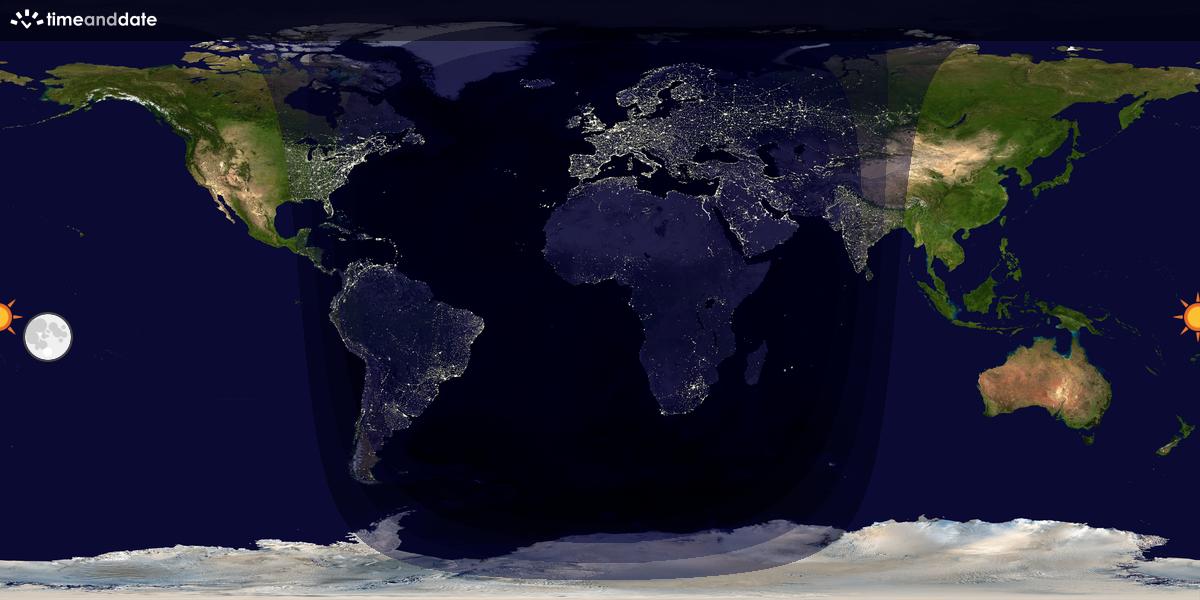 Verdenskart som viser dag og natt 