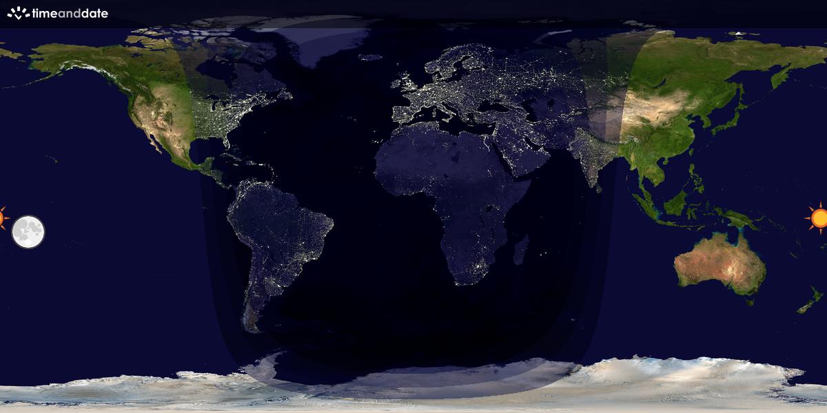 Verdenskart som viser dag og natt 