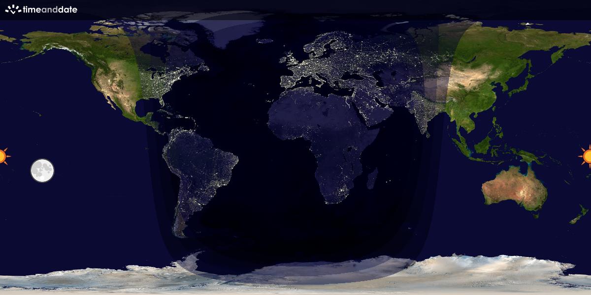 Verdenskart som viser dag og natt 