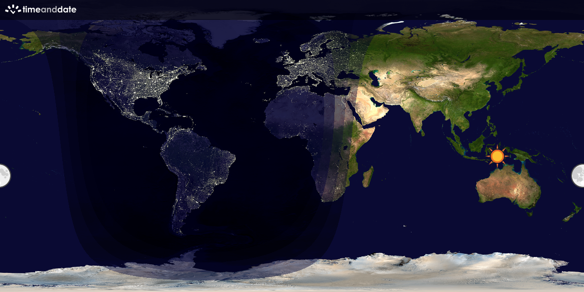 Verdenskart som viser dag og natt 