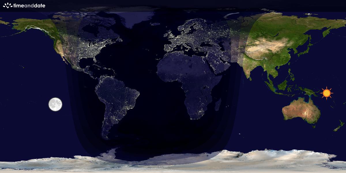 Verdenskart som viser dag og natt 