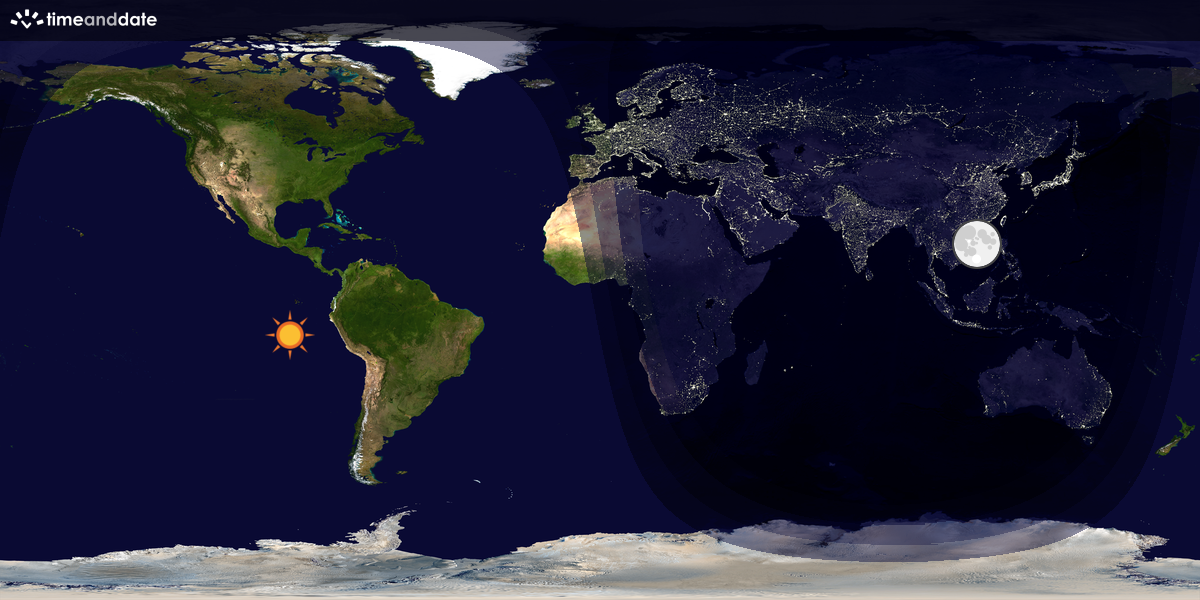Verdenskart som viser dag og natt 