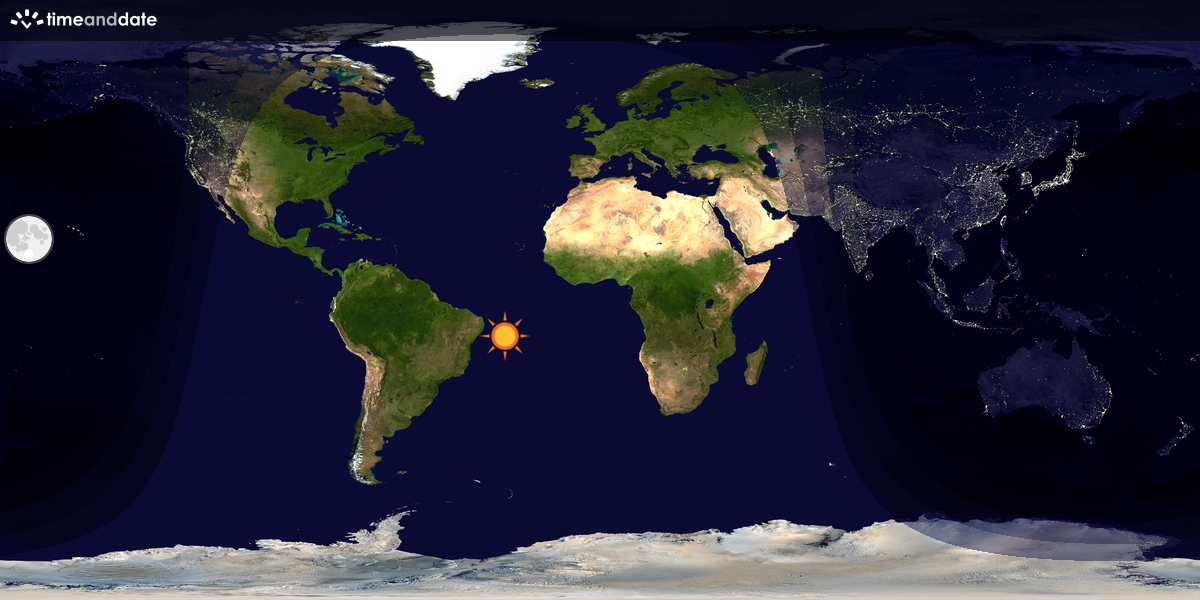Verdenskart som viser dag og natt 