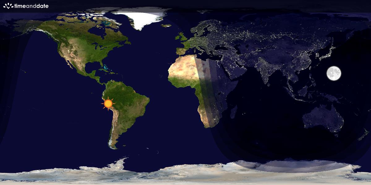 Verdenskart som viser dag og natt 