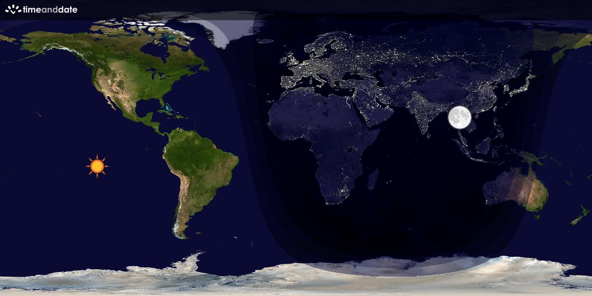 Verdenskart som viser dag og natt 