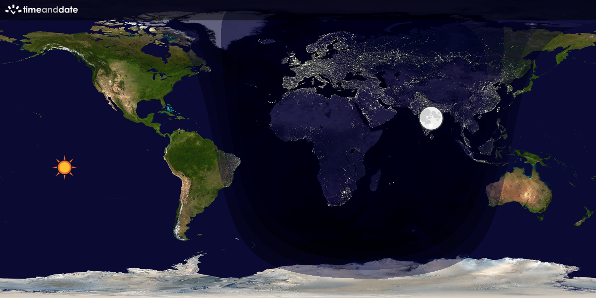 Verdenskart som viser dag og natt 