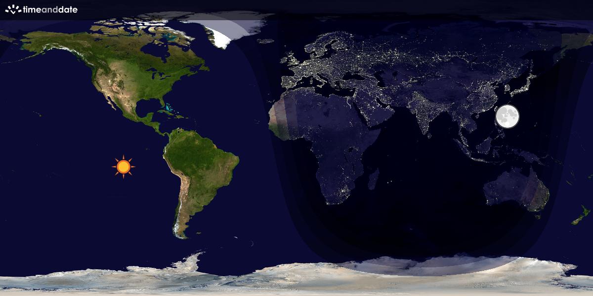 Verdenskart som viser dag og natt 