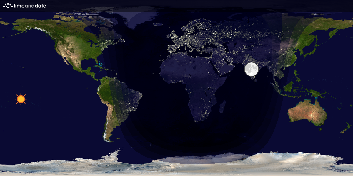 Verdenskart som viser dag og natt 