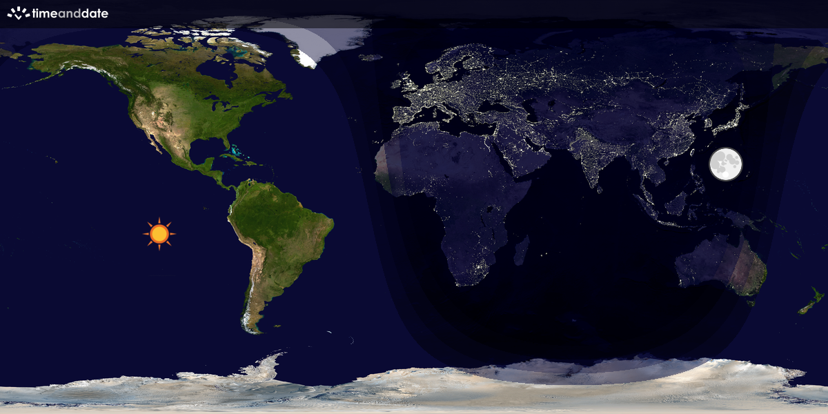 Verdenskart som viser dag og natt 