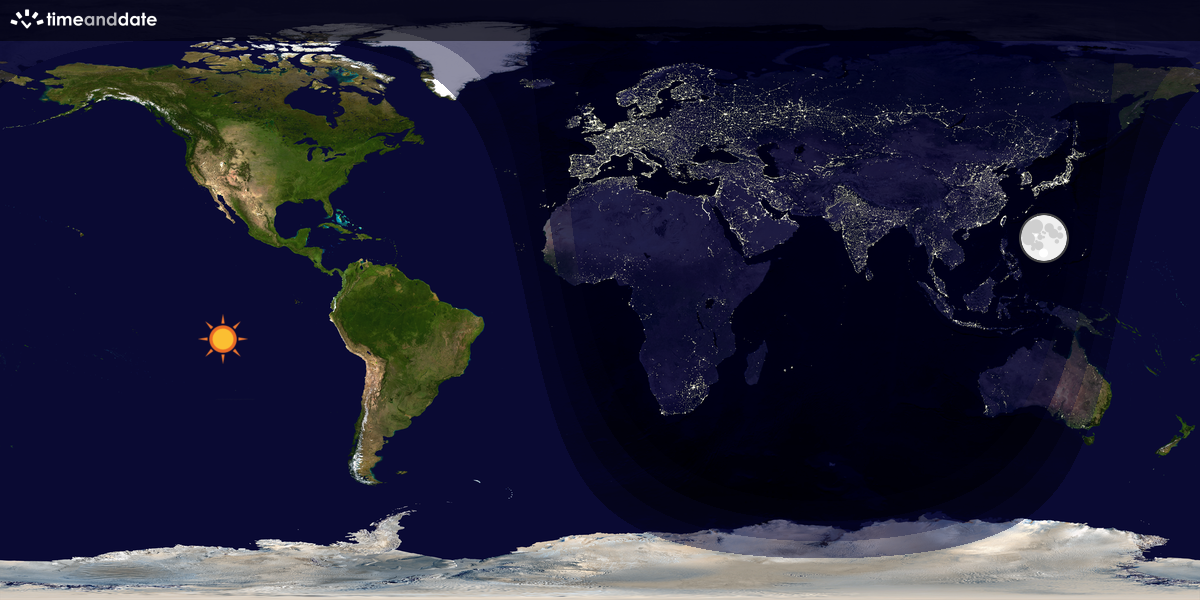Verdenskart som viser dag og natt 