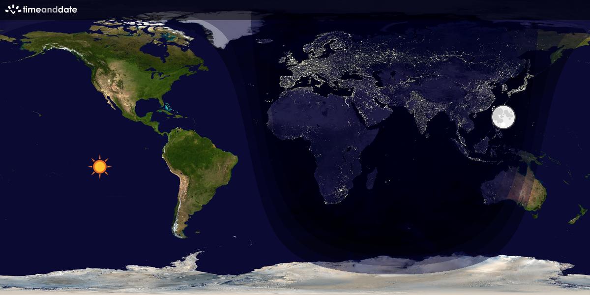 Verdenskart som viser dag og natt 