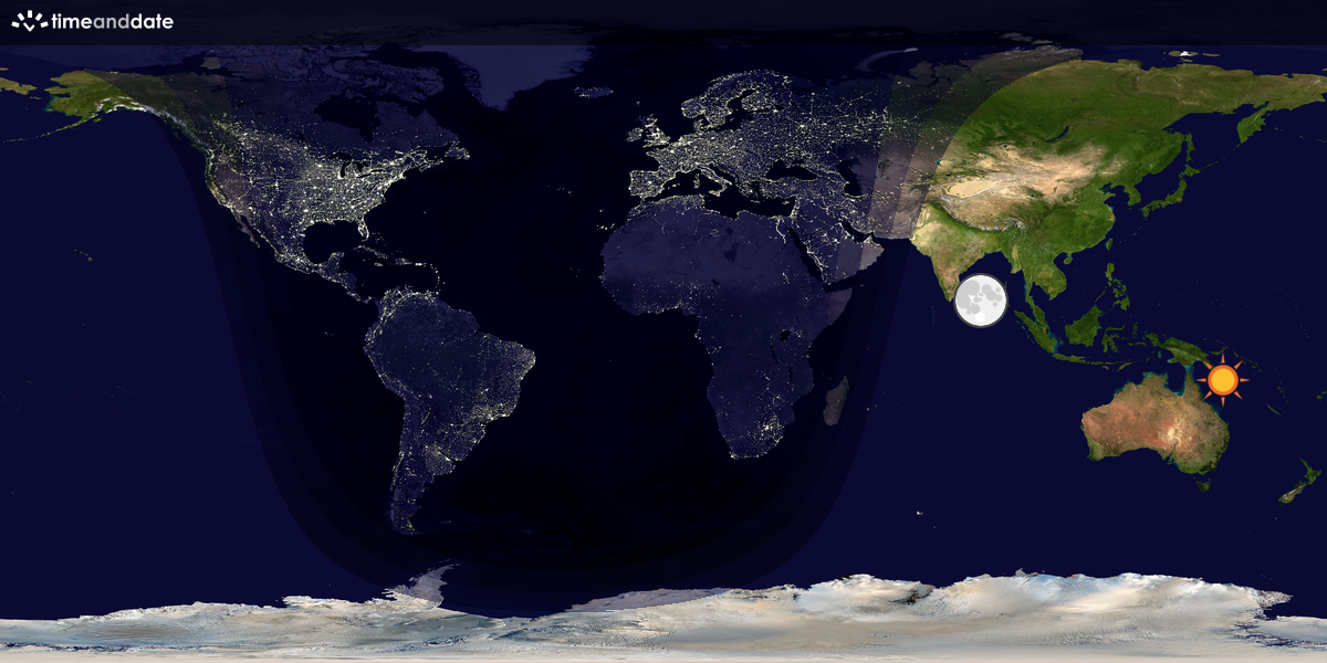 Verdenskart som viser dag og natt 