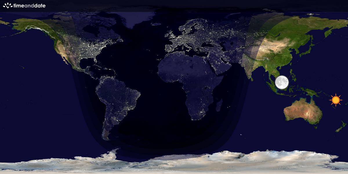 Verdenskart som viser dag og natt 