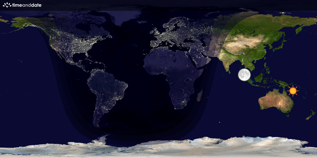 Verdenskart som viser dag og natt 