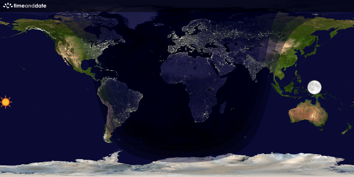 Verdenskart som viser dag og natt 
