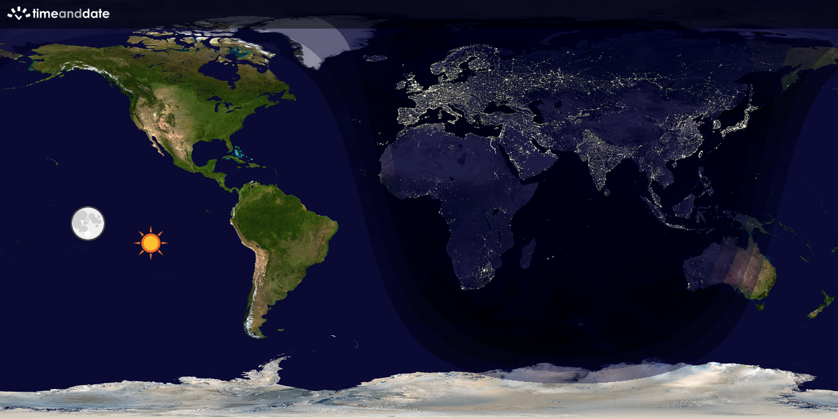 Verdenskart som viser dag og natt 