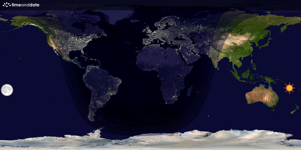 Verdenskart som viser dag og natt 