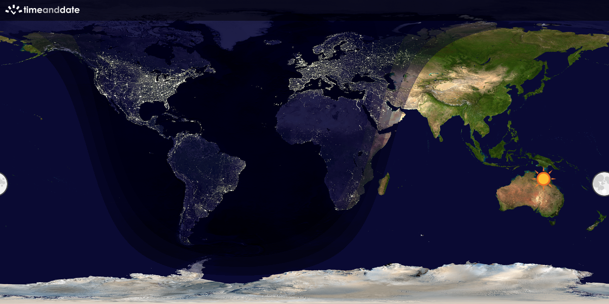Verdenskart som viser dag og natt 