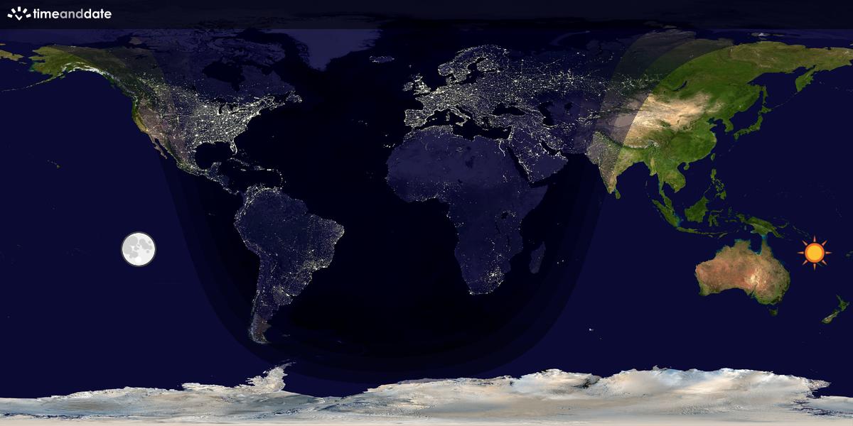 Verdenskart som viser dag og natt 