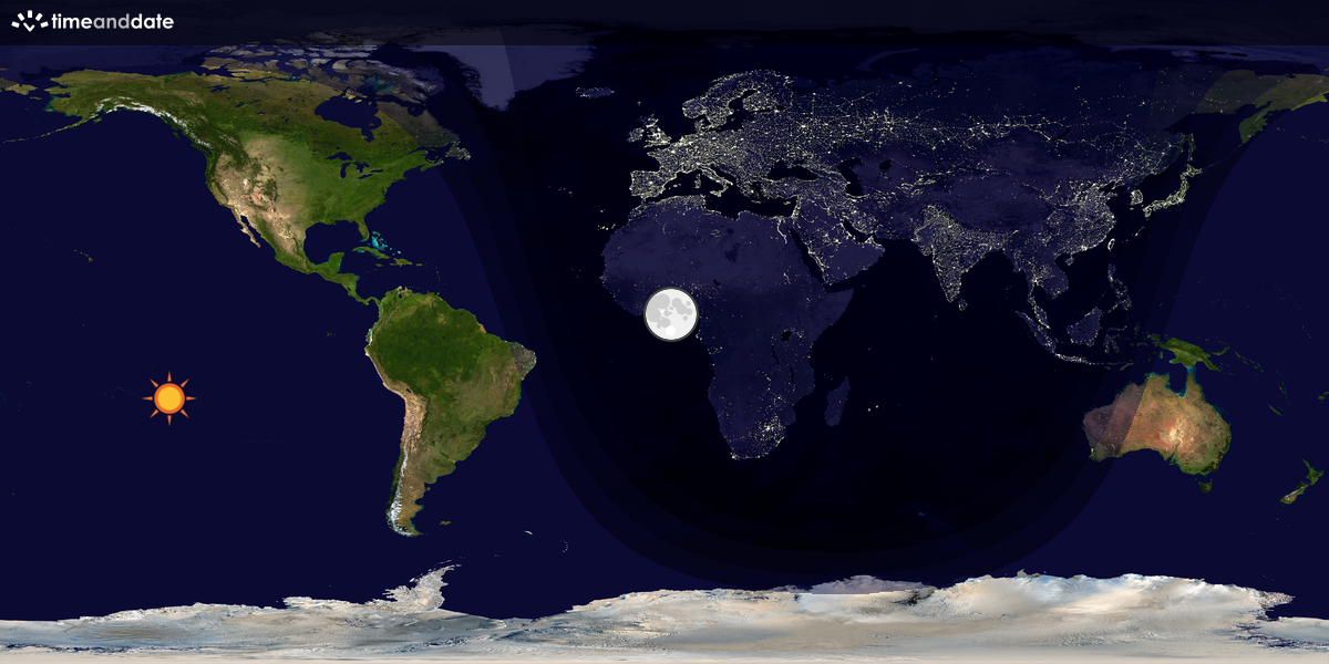 Verdenskart som viser dag og natt 