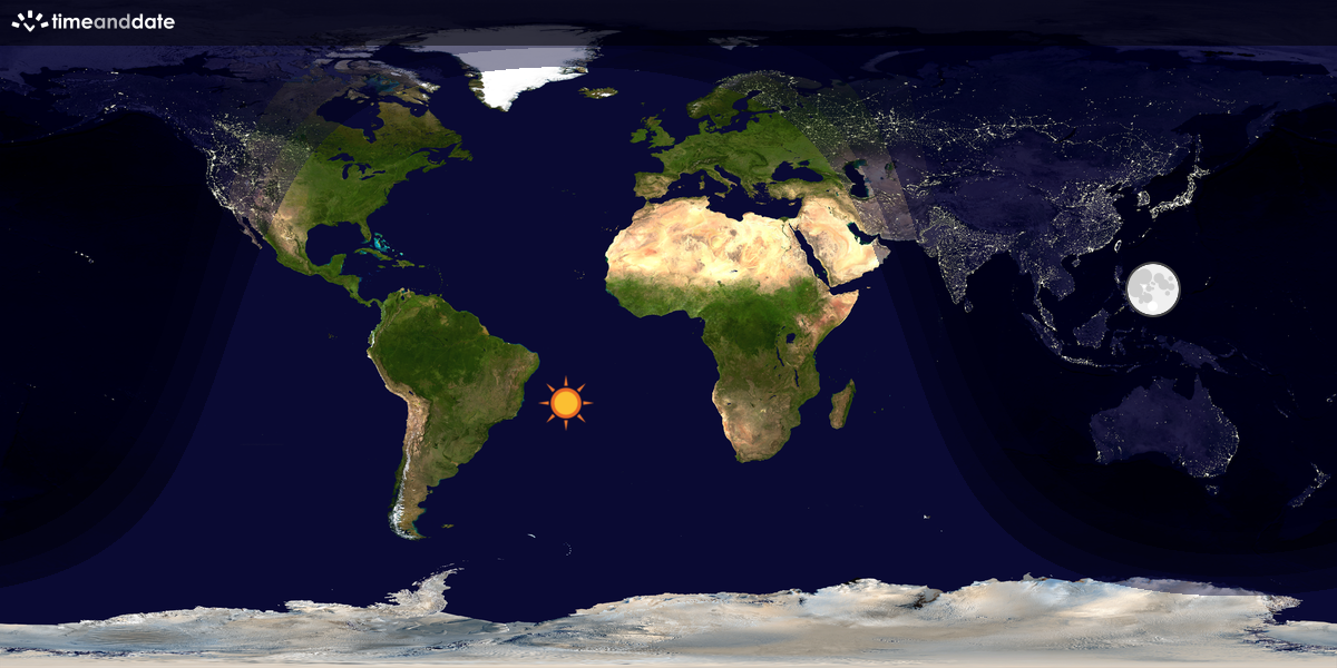Verdenskart som viser dag og natt 