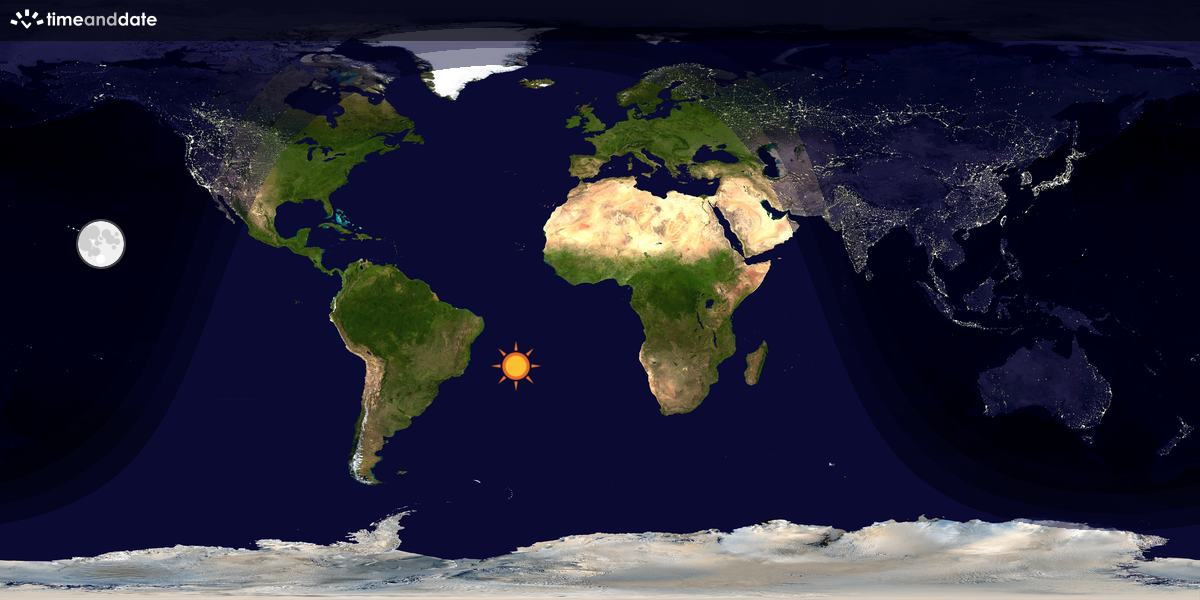 Verdenskart som viser dag og natt 
