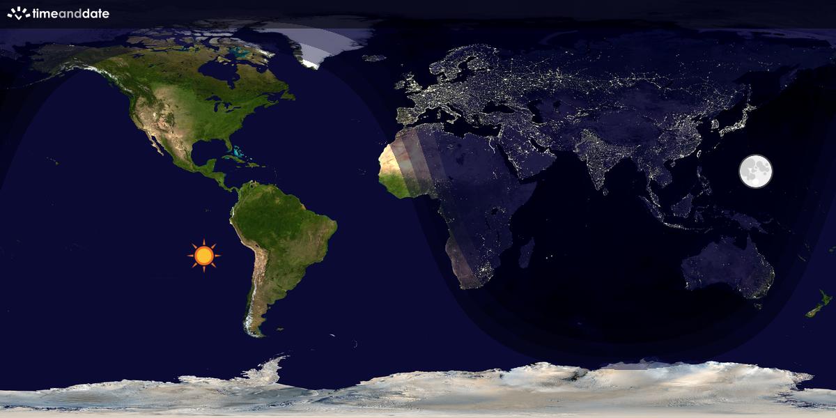 Verdenskart som viser dag og natt 