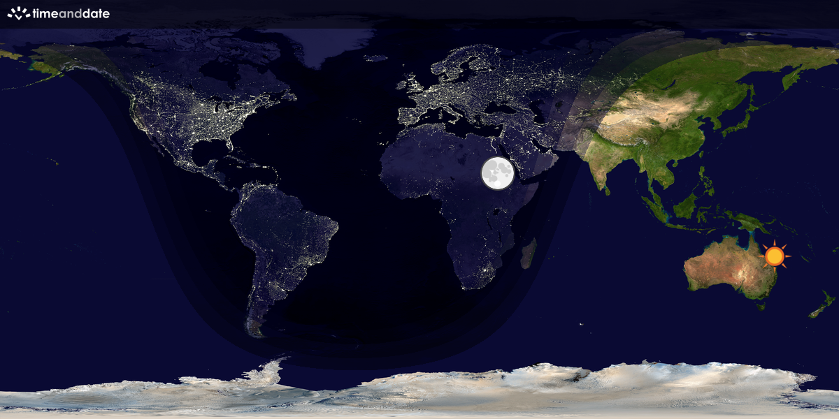 Verdenskart som viser dag og natt 
