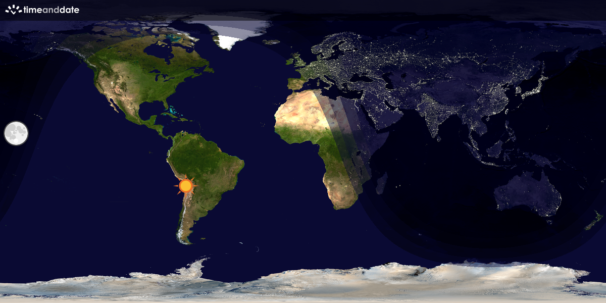 Verdenskart som viser dag og natt 