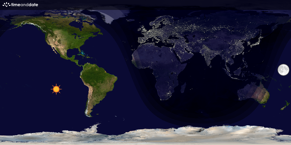 Verdenskart som viser dag og natt 