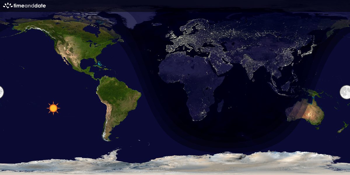 Verdenskart som viser dag og natt 