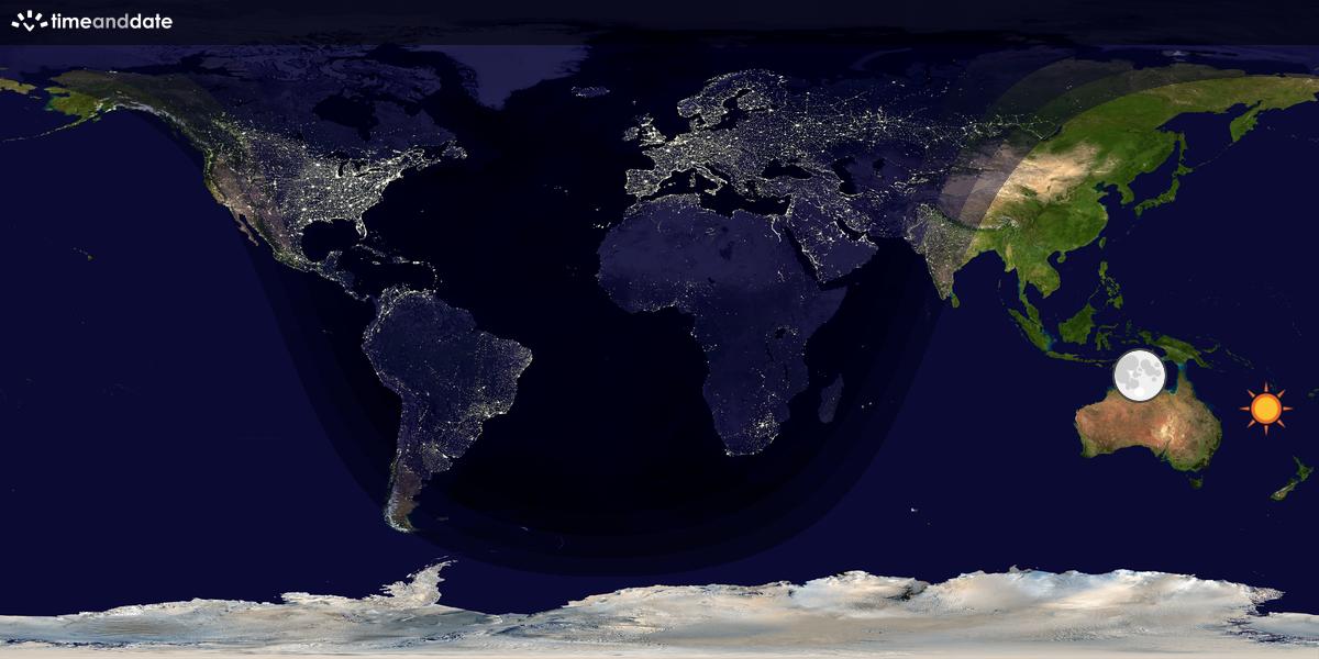 Verdenskart som viser dag og natt 