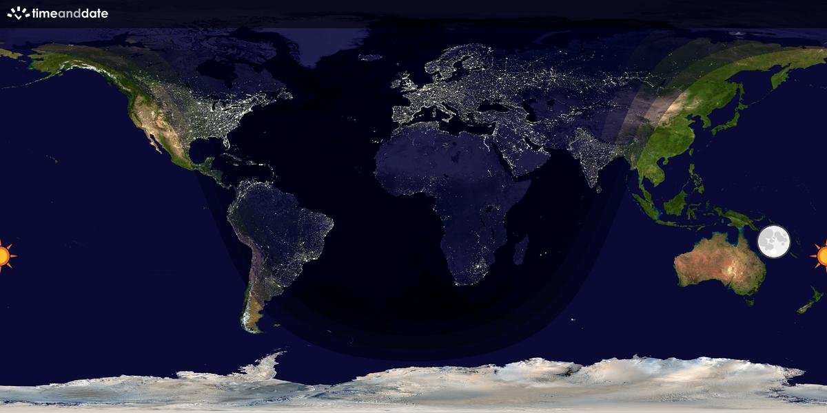 Verdenskart som viser dag og natt 