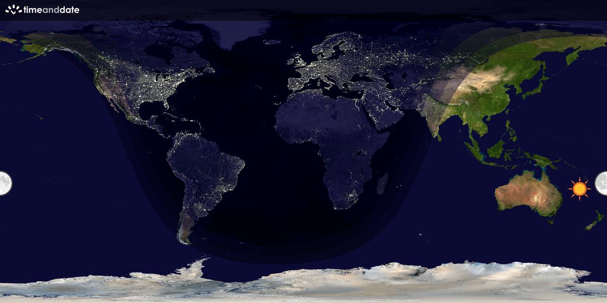 Verdenskart som viser dag og natt 